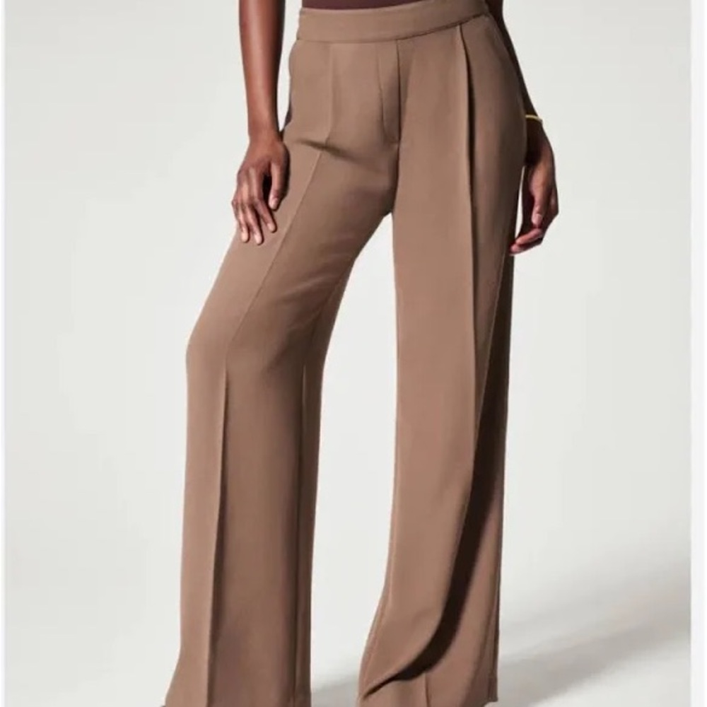 NEW Spanx Crepe Pleated Trouser In Cedar Size Large